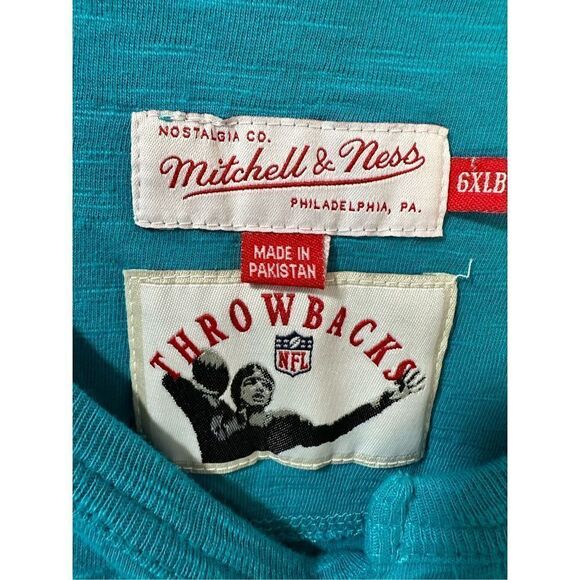Mitchell & Ness NFL Throwback Miami Dolphins long sleeve shirt sz 6XLB. #13-0314 - Picture 3 of 7